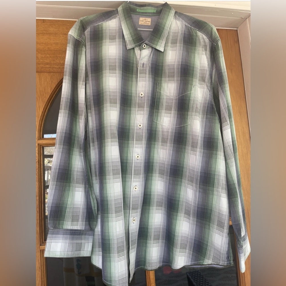 Vintage Tommy Bahama Navy And Green Button Down Shirt Size XXL